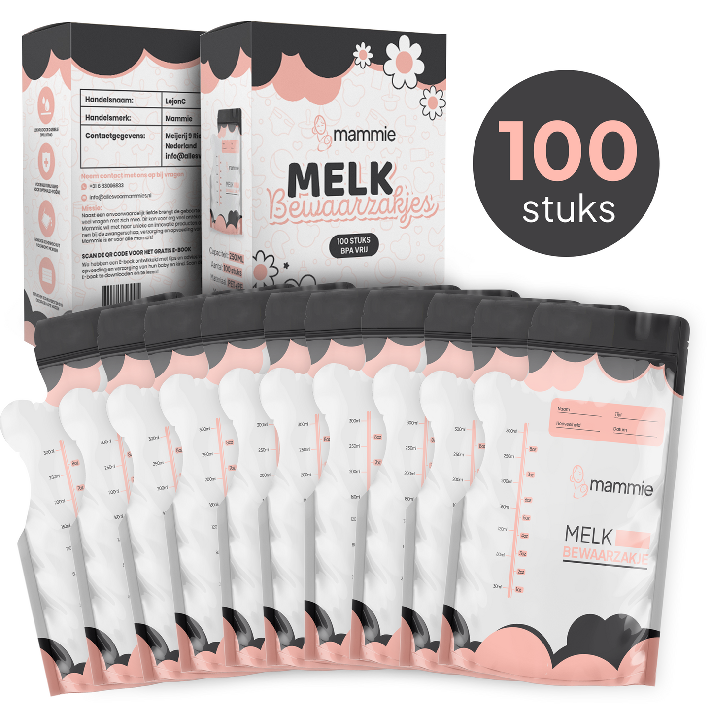 Moedermelk Bewaarzakjes met Schenktuit - 300 ML - BPA vrij