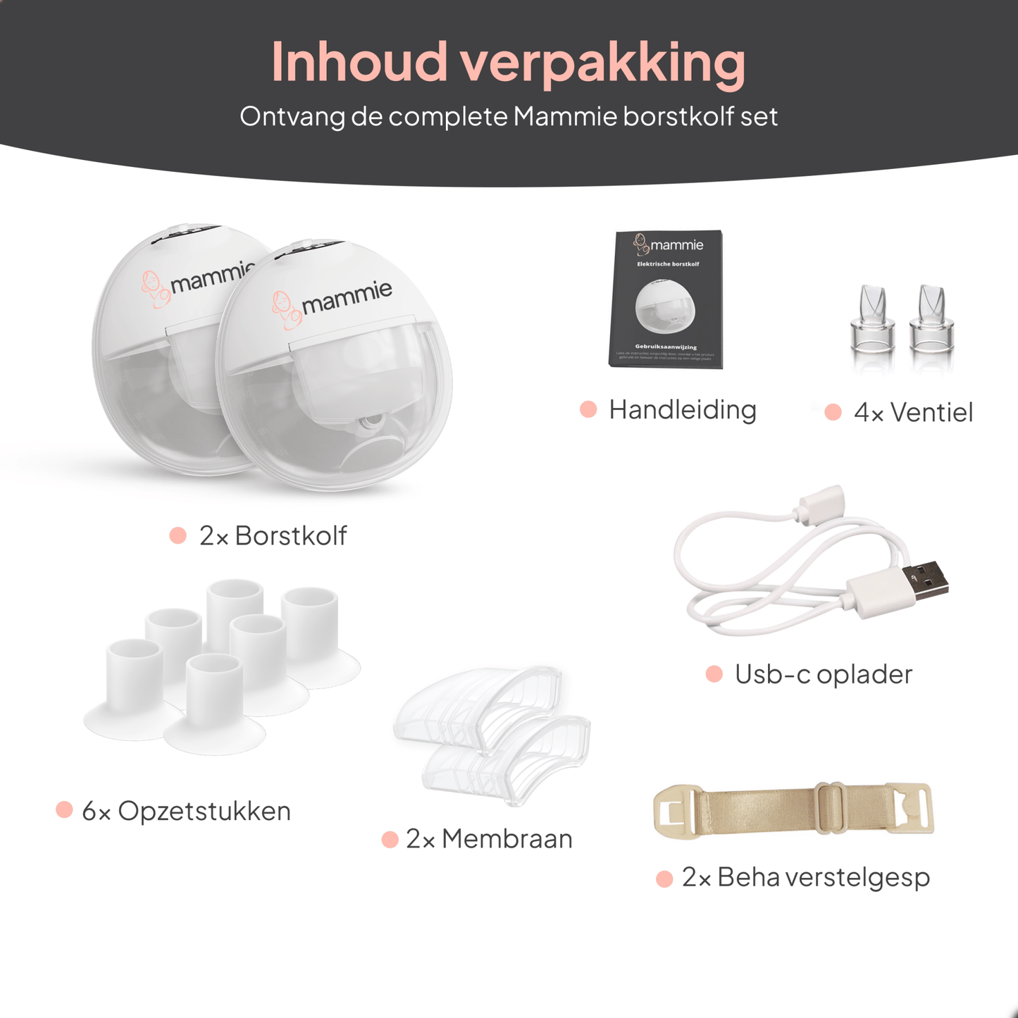 Draadloze Borstkolf - met Timerfunctie - BPA vrij - Mammie