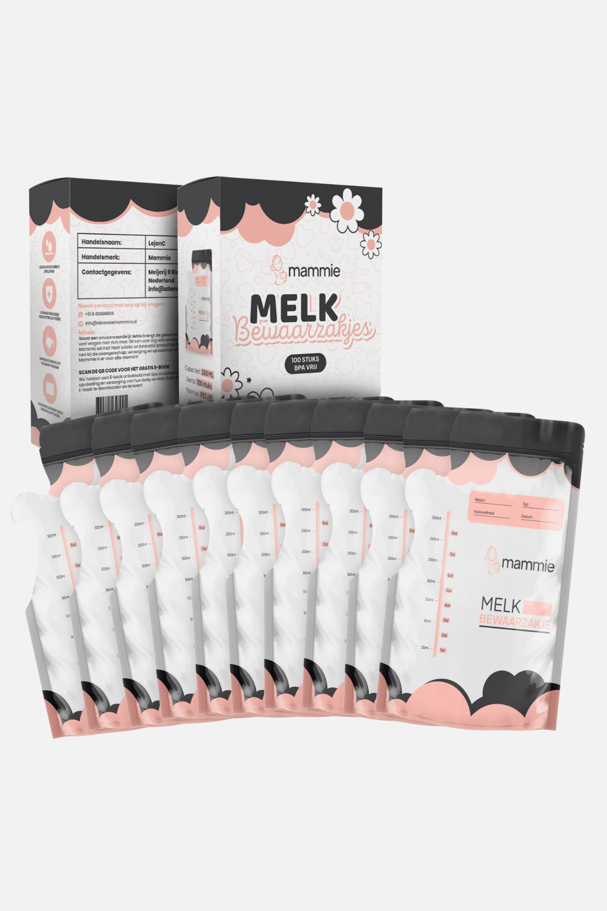 Moedermelk Bewaarzakjes met Schenktuit - 300 ML - BPA vrij - Mammie