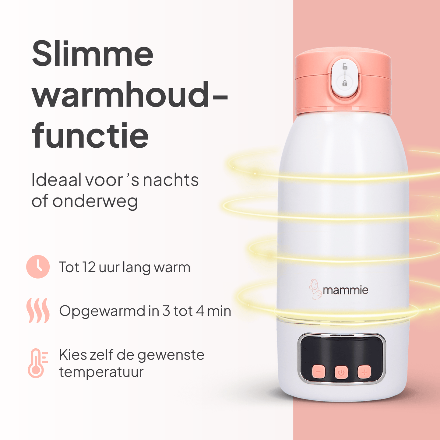 ThermoGO Thermosfles Flessenwarmer Onderweg - Draadloos - Alle Merken - 500 ML - Mammie
