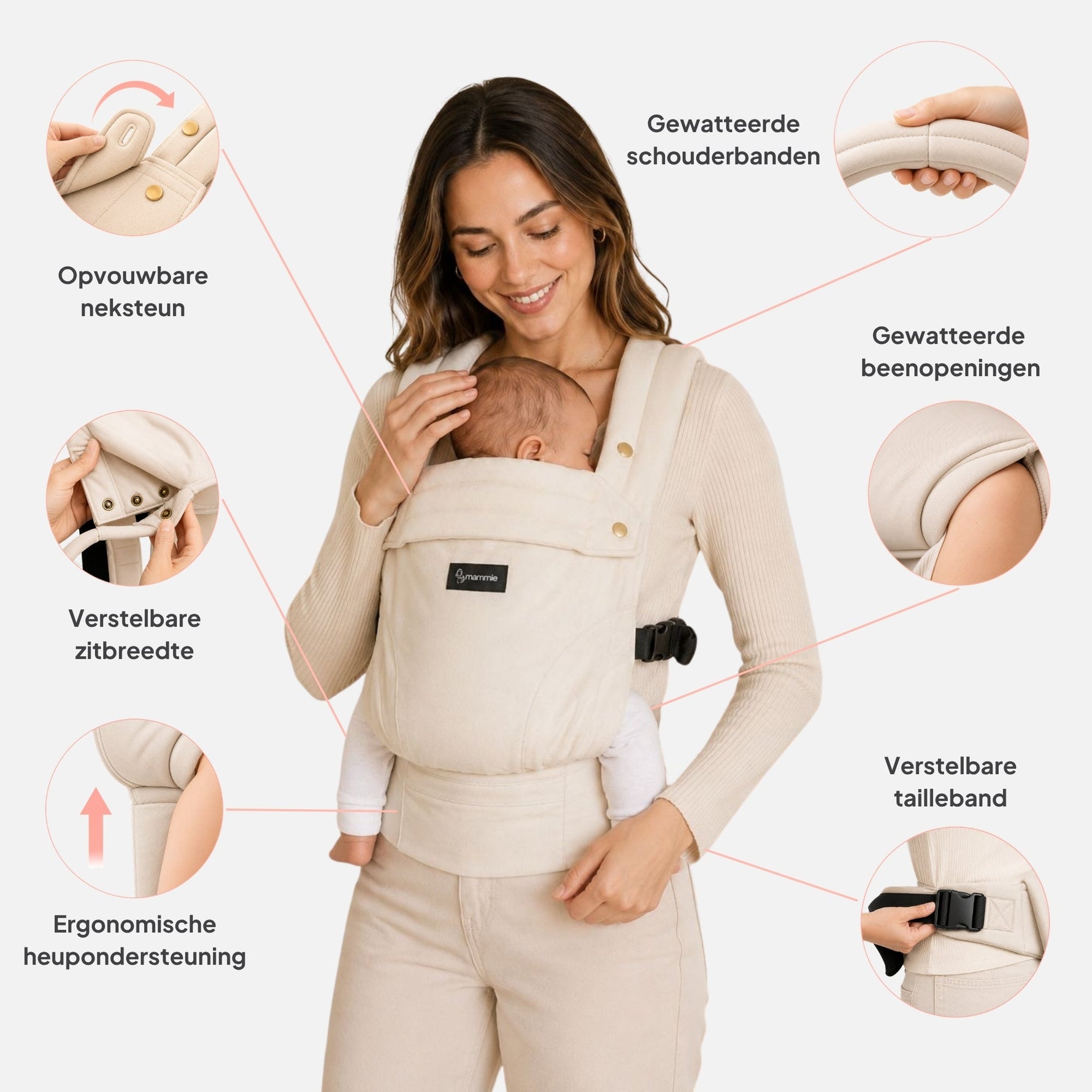 AVAIRE Draagzak Baby – Ergonomisch & Comfortabel - Katoenen Materiaal - Mammie 
