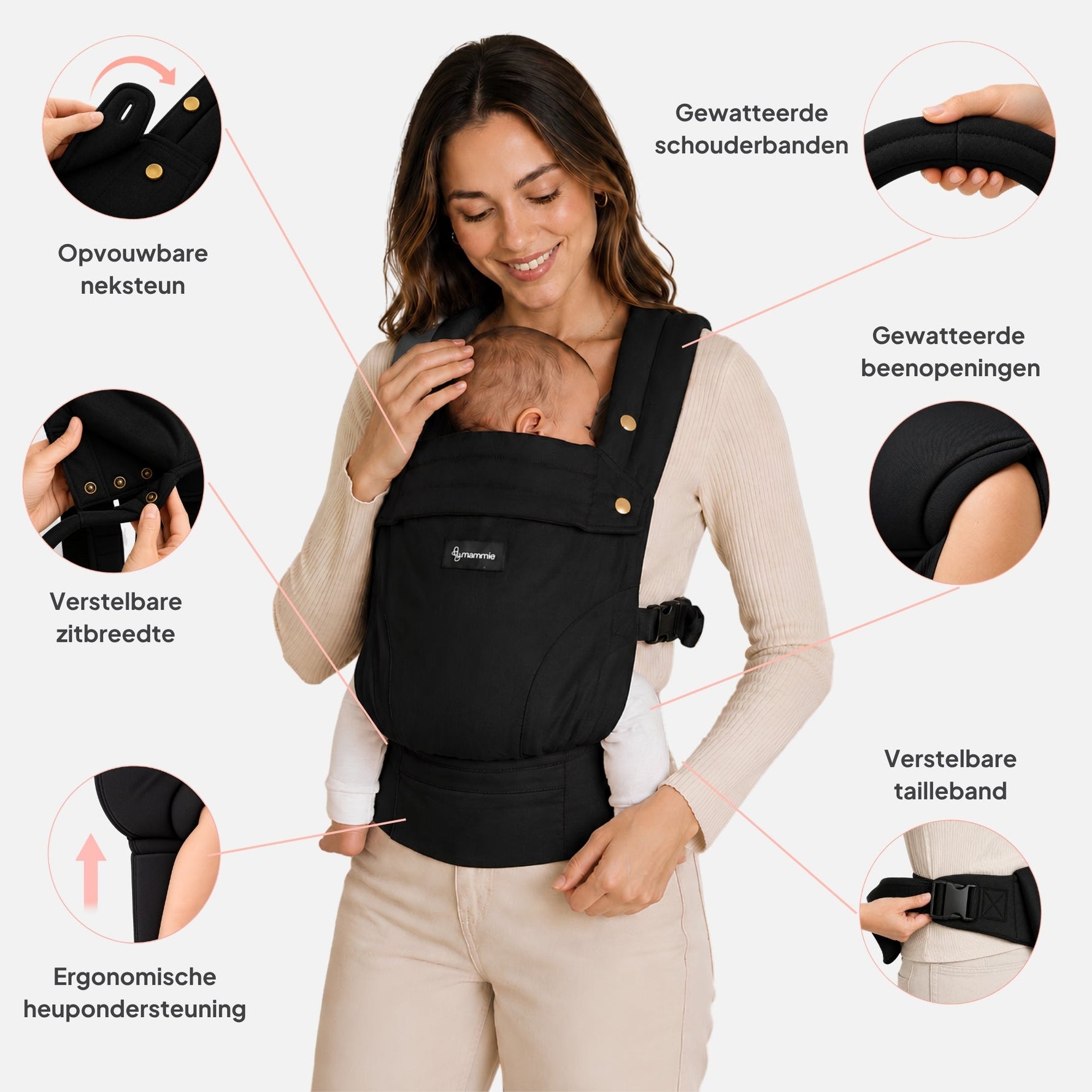 AVAIRE Draagzak Baby – Ergonomisch & Comfortabel - Katoenen Materiaal - Mammie 
