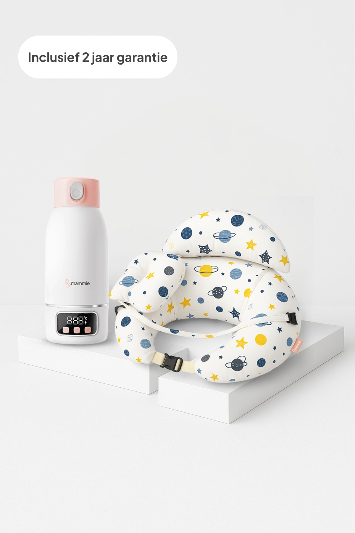 Cozy Feed Bundel: Voedingskussen & ThermoGO Flessenwarmer - Mammie