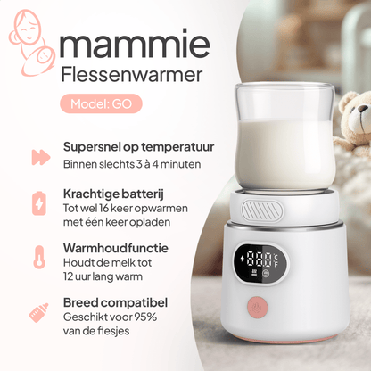 GO Draagbare Flessenwarmer Onderweg - Draadloos - Incl 6 Adapters - 4 Temperatuurniveaus - Mammie