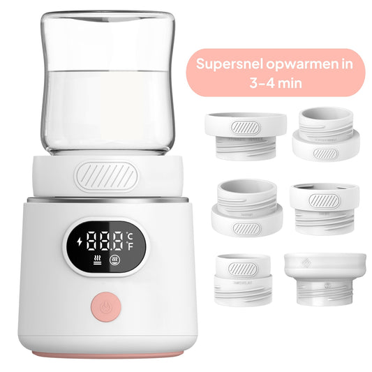 GO Draagbare Flessenwarmer Onderweg - Draadloos - Incl 6 Adapters - 4 Temperatuurniveaus - Mammie