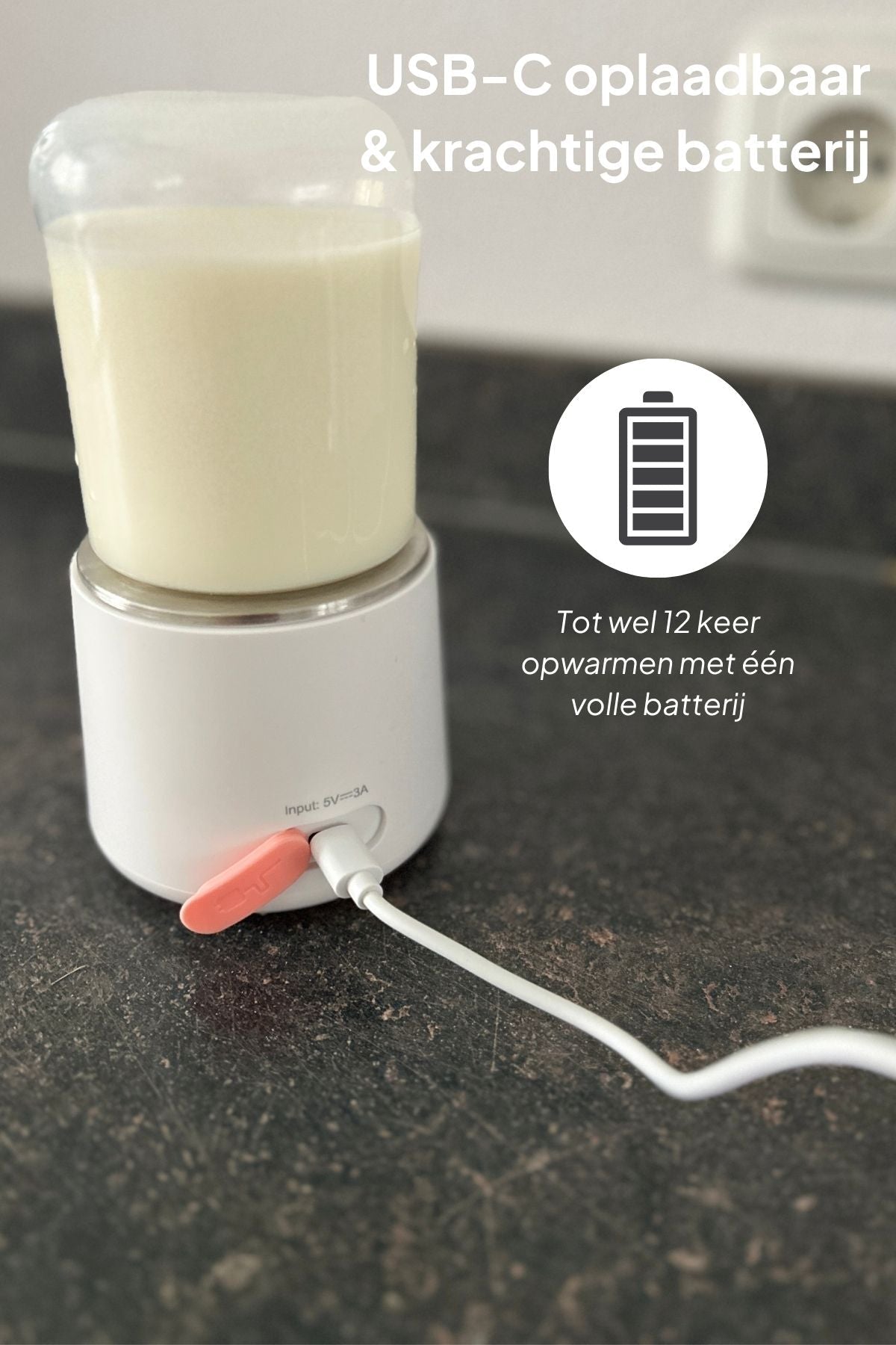 GO Draagbare Flessenwarmer Onderweg - Fast Heating® Functie - Draadloos - Mammie