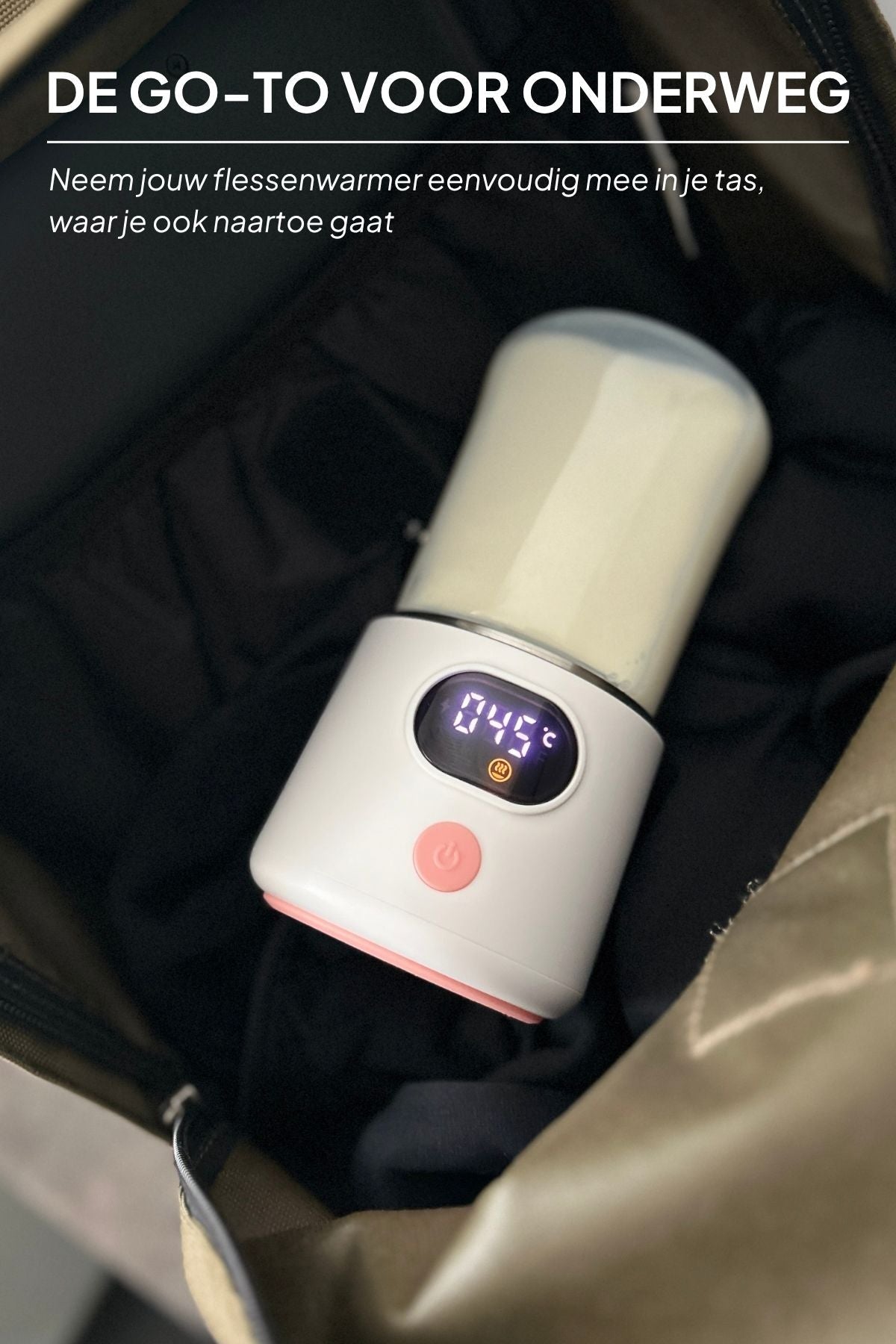 GO Draagbare Flessenwarmer Onderweg - Fast Heating® Functie - Draadloos - Mammie