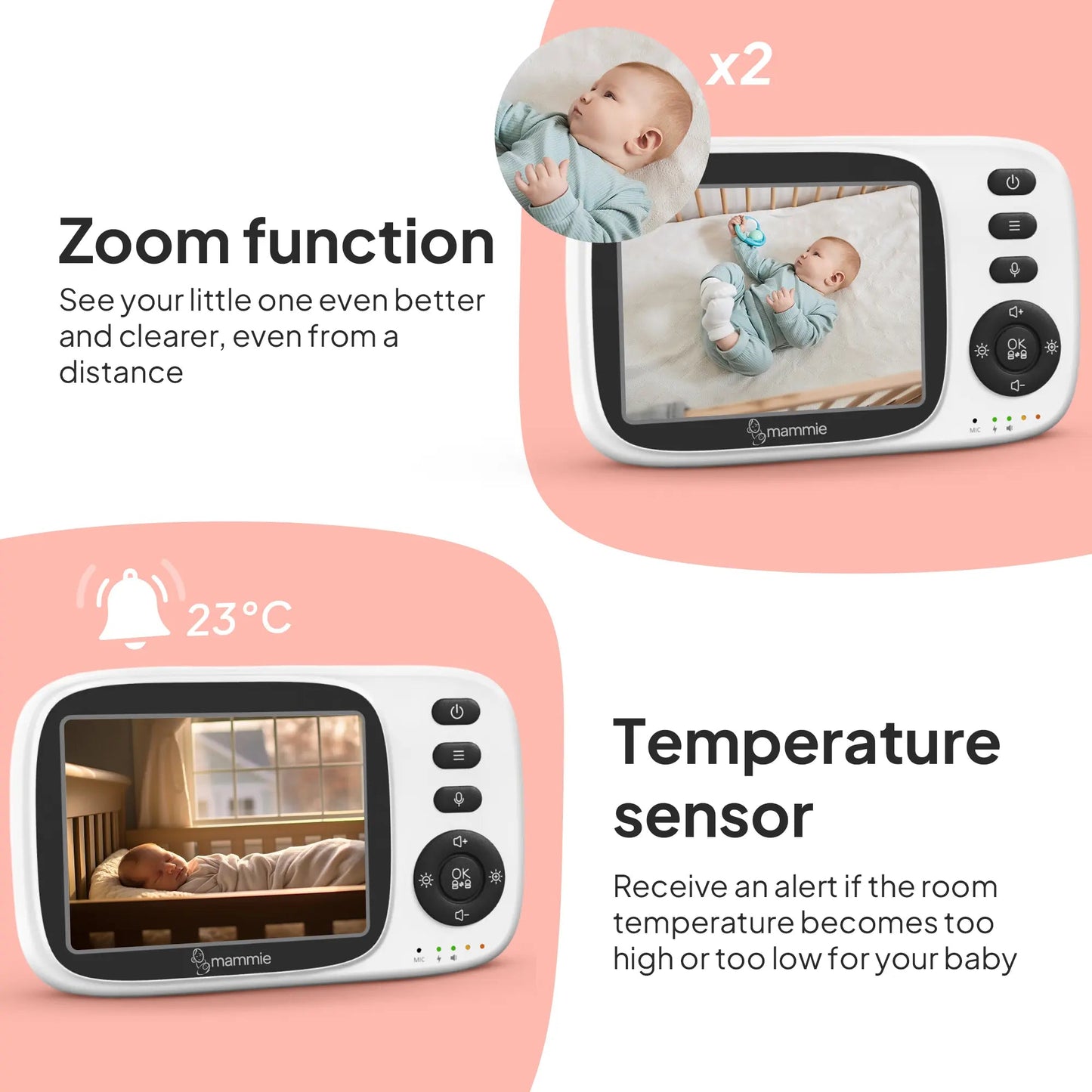 Mammie Babyfoon Met Camera - Uitbreidbaar tot 4 Baby Camera's - Baby Monitor - Mammie