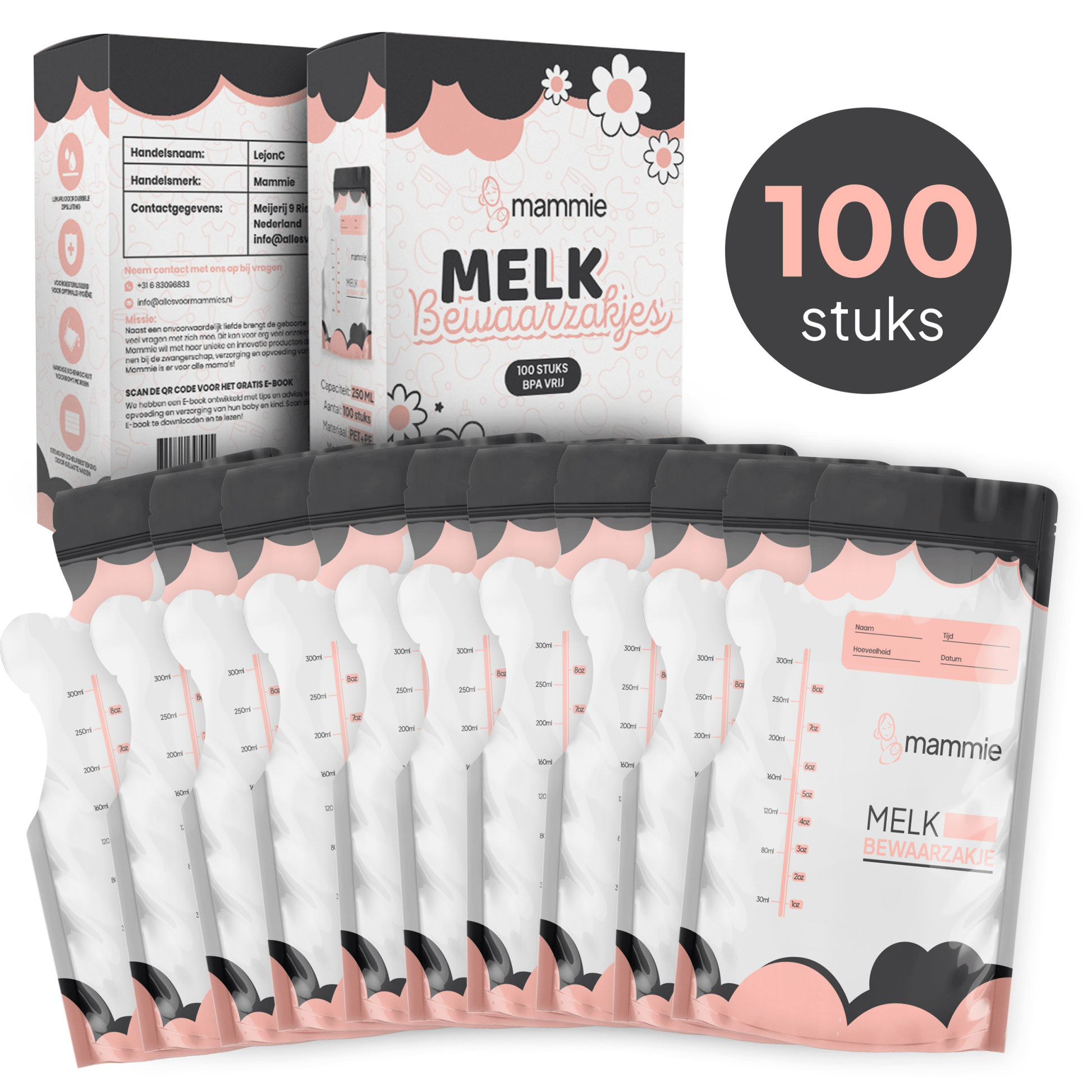 Moedermelk Bewaarzakjes met Schenktuit - 300 ML - BPA vrij - Mammie